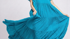 Rochie maxi boem eleganta cu volane, albastru azzuro