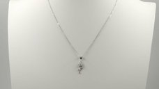 Set colier cu lant din argint 925 si pandant lalea cu sidef alb si pietre fine din cubic zirconia
