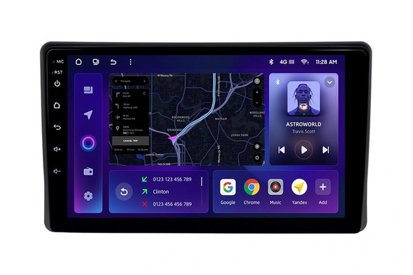 Navigatie Auto MOSS M2 Fiat Panda 2003-2012 4+32GB 9" IPS Octa-core 1.6Ghz, Android 4G Bluetooth 5.1 DSP