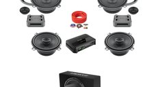 Pachet difuzoare auto Hertz Cento pentru Dacia Logan II sedan facelift 2016 - 2020 cu subwoofer inclus