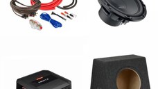 Pachet Subwoofer auto Hertz Cento CS 300W + Amplificator Dieci Power DP 1.500 + Kit de cabluri complet