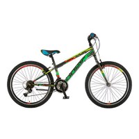 Bicicleta Copii Polar Sonic, 24inch, Frane V-Brake, 18 viteze (Gri/Verde/Rosu) - 1