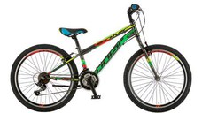 Bicicleta Copii Polar Sonic, 24inch, Frane V-Brake, 18 viteze (Gri/Verde/Rosu)