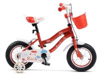 Bicicleta Copii Rich Baby R1208A, Roti 12inch, C-Brake, cosulet, roti ajutatoare cu LED (Rosu) - 1