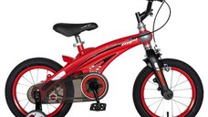 Bicicleta Copii Rich Baby W1439D, roti 14inch, cadru aliaj magneziu, frana C-Brake, roti ajutatoare, 3-5 ani, (Rosu/Negru)
