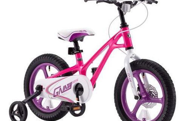 Bicicleta Copii RoyalBaby G1602C Galaxy, roti 16inch, cadru magneziu, frana pe disc, roti ajutatoare (Roz/Alb)