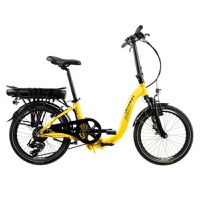 Bicicleta Electrica Pliabila Devron 20122, roti 20inch, cadru 420mm S, 7 viteze, Viteza maxima 25 km/h, motor 250W, acumulator 14 Ah (Galben) - 1