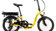Bicicleta Electrica Pliabila Devron 20122, roti 20inch, cadru 420mm S, 7 viteze, Viteza maxima 25 km/h, motor 250W, acumulator 14 Ah (Galben)