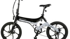 Bicicleta electrica pliabila MS ENERGY eBike i20, roti 20inch, autonomie maxima 50 km, motor 250W, baterie LG 36V/7.8Ah (Negru/Alb)