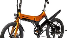Bicicleta electrica pliabila MS ENERGY eBike i20, roti 20inch, autonomie maxima 50 km, motor 250W, baterie LG 36V/7.8Ah (Negru/Portocaliu)