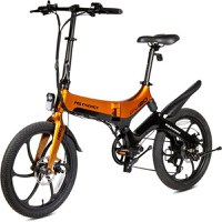 Bicicleta electrica pliabila MS ENERGY eBike i20, roti 20inch, autonomie maxima 50 km, motor 250W, baterie LG 36V/7.8Ah (Negru/Portocaliu) - 1