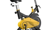 Bicicleta fitness pentru spinning, PROGRESSIVE SX2000SE, Greutate maxima utilizator 120 kg, Bluetooth, Calcul calorii, timp, distanta, puls, Greutate sistem volanta 18 kg (Negru/Galben)