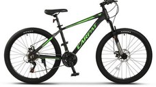 Bicicleta MTB Carpat Montana C2699A 26inch, Schimbator spate Shimano Tourney TZ 7 viteze, Manete schimbator Secventiale 21 Viteze, Cadru Aluminiu, Roti 26 Inch, Frane pe Disc mecanice, Negru/Verde