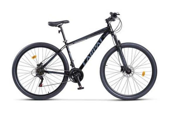 Bicicleta MTB-HT Carpat MONTAN C2958H, Shimano Tourney TZ 7 viteze, Roti 29 Inch, Cadru Aluminiu, Frane pe Disc (Negru/Gri)