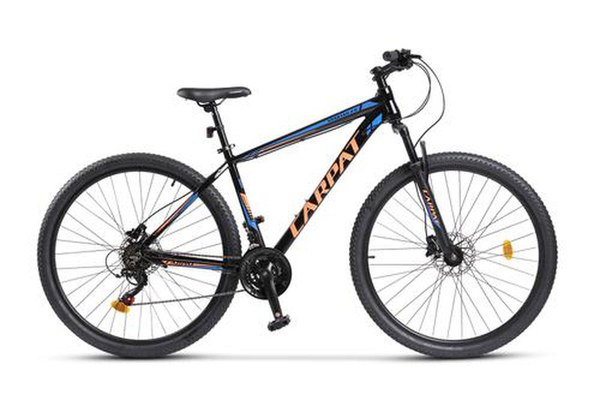 Bicicleta MTB-HT Carpat SPARTAN C2958B, Schimbator Index HE-M50, 7 viteze, Roti 29 Inch, Cadru Aluminiu, Frane pe Disc (Negru/Albastru)