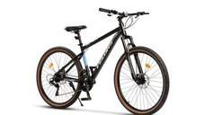 Bicicleta MTB-HT Velors Forest 2.7 V27302B, Roti 27.5 Inch, Manete Schimbator Secventiale, 21 Viteze, Frane Disc fata/spate, Negru/Albastru