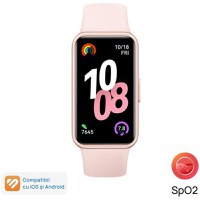 Bratara fitness HUAWEI Band 10, Android /iOS, carcasa aluminiu, bratara Fluoroelastomer, ecran AMOLED 1.47inch,  Rezistenta la apa	5 ATM (Roz) - 1