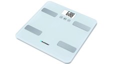Cantar de baie cu diagnostic Blaupunkt BSM501, digital, 150 kg, platforma de sticla, apa/grasime/masa musculara/masa osoasa, Auto ON/OFF, Gri