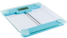 Cantar digital corporal DomoClip DOM253T, 150 kg, Stand-by automat, Indicator consum Baterie (Albastru)