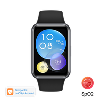 Ceas activity tracker Huawei Watch Fit 2, Display AMOLED 1.74inch, Bluetooth, Bratara Silicon, Rezistenta la apa, Microfon, Difuzor, Android/iOS (Negru) - 1