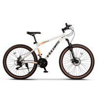 ﻿﻿Bicicleta MTB Velors Venus V26302G, Schimbator spate Shimano Tourney TZ, Roti 26 Inch, Manete Schimbator Secventiale, 21 Viteze, Frane Disc fata/spate, Alb/Portocaliu - 1