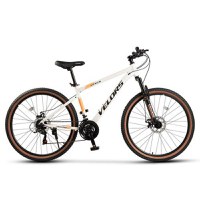 ﻿﻿Bicicleta MTB Velors Venus V27302G 27.5inch, Schimbator spate Shimano Tourney TZ, Roti 27.5 Inch, Manete Schimbator Secventiale, 21 Viteze, Frane Disc fata/spate, Alb/Portocaliu - 1