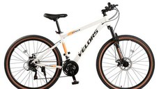 ﻿﻿Bicicleta MTB Velors Venus V27302G 27.5inch, Schimbator spate Shimano Tourney TZ, Roti 27.5 Inch, Manete Schimbator Secventiale, 21 Viteze, Frane Disc fata/spate, Alb/Portocaliu