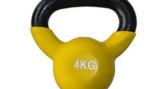 Gantera kettlebell DHS FItness DYKD2004KG, 4kg, otel (Negru/Galben)
