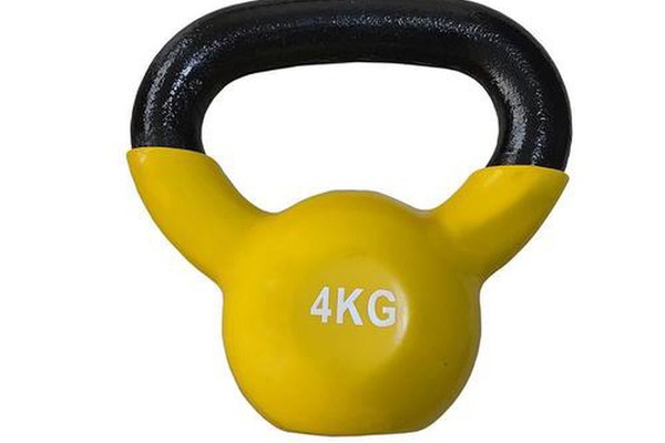 Gantera kettlebell DHS FItness DYKD2004KG, 4kg, otel (Negru/Galben)