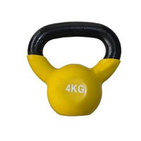 Gantera kettlebell DHS FItness DYKD2004KG, 4kg, otel (Negru/Galben) - 1
