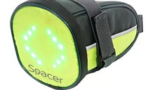 Geanta reflectorizanta Spacer pentru Bicicleta SPBB-LEDSign, cu semnalizare LED prin telecomanda, prindere tija sa