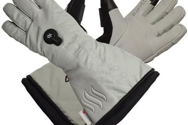 Manusi schi cu incalzire Glovii GS8L, Piele naturala, Cu baterie si incarcator, Alb/Negru, L
