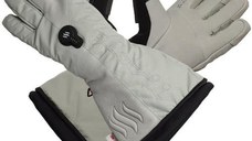 Manusi schi cu incalzire Glovii GS8L, Piele naturala, Cu baterie si incarcator, Alb/Negru, L
