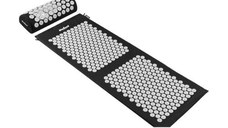 Set covoras si perna presopunctura Rebel Active, Bumbac/ABS, 130x50cm (Negru/Alb)