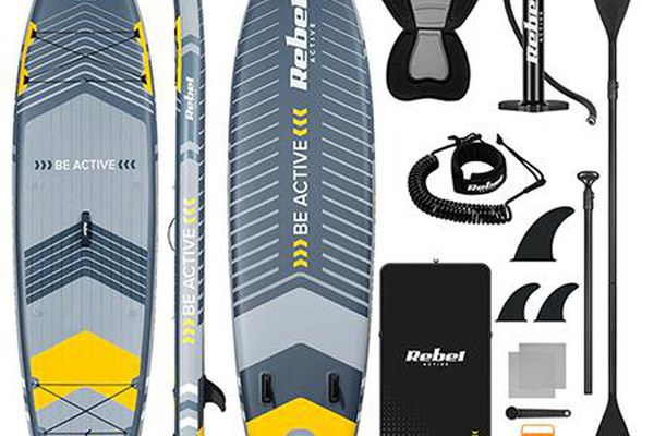Set placa gonflabila SUP REBEL ACTIVE PADDLE RBA-4507-G, 335 x 84 x 15 cm (Gri)