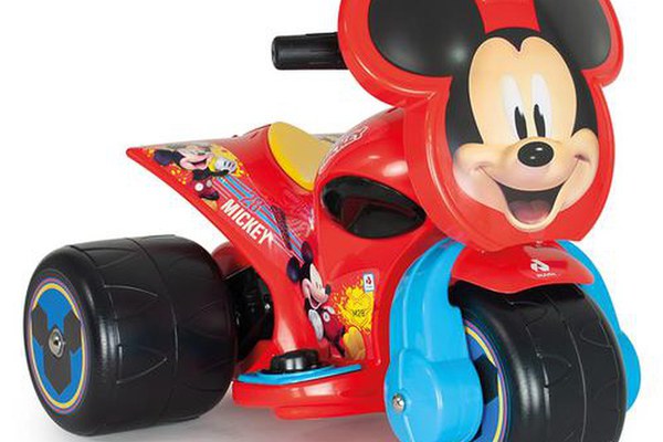 Tricicleta electrica pentru copii Injusa Disney Mickey Mouse, 6V, cu pedala de acceleratie, 1-3 ani, Rosu/Albastru