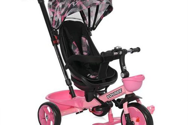 Tricicleta pentru copii Lorelli Voyage, Otel, cu sezut reversibil, centura siguranta, maner control parental, roti spuma EVA, 1-5 Ani, Roz