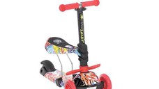 Trotineta pentru copii Lorelli Smart Graffiti, 3 ani+, sa detasabila, ghidon si sa reglabila pe inaltime in 3 pozitii, 2 roti luminoase pe fata