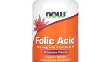 Acid Folic 800 mcg Cu Vitamina B-12 25 mcg, 250 tablete, Now Foods