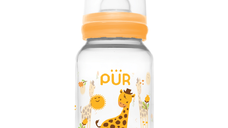 Biberon cu desen, galben, 0-3 luni, 125ml, PUR