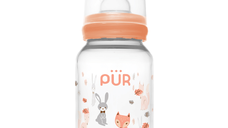 Biberon cu desen, piersica, 0-3 luni, 125ml, PUR