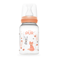 Biberon cu desen, piersica, 0-3 luni, 125ml, PUR - 1