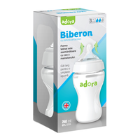 Biberon cu gat larg si tetina anticolici, 3-6 luni, 260ml, Adora - 1