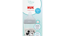 Biberon cu tetina din silicon Perfect Match, Mickey, flux M, 3+ luni, 260 ml, Nuk
