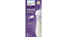 Biberon Natural Response, 3 luni +, tetina debit mediu, 330 ml, Philips Avent