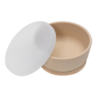 Bol din silicon cu capac, 6 luni+, Bubble Beige, Appekids - 1