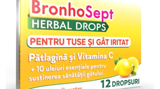 BronhoSept Herbal Drops, tuse și gât iritat, 12 dropsuri, Justin Pharma