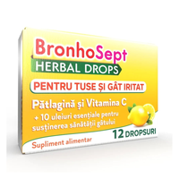 BronhoSept Herbal Drops, tuse și gât iritat, 12 dropsuri, Justin Pharma - 1