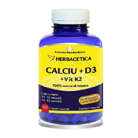 Calciu + D3 + Vitamina K2, 120 capsule, Herbagetica - 1