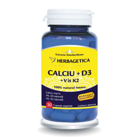 Calciu + D3 + Vitamina K2, 30 capsule, Herbagetica - 1